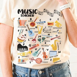 Music Teacher Shirt Teacher Alphabet Tee Music Gift Teacher Tshirt Teacher Music Teacher t shirt Music Teacher Gift Music Education Shirt