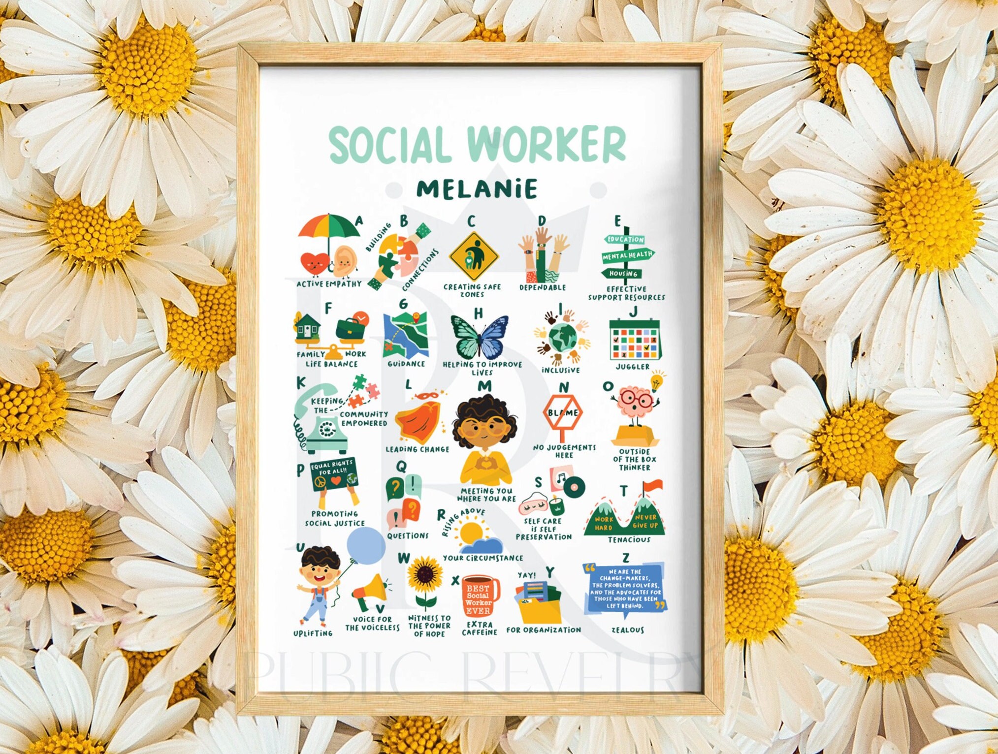 Social Worker Gift Custom Alphabet Print School Social Work Gift for ...