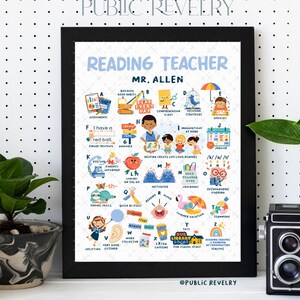 Reading Teacher Gift, Elementary Classroom Decor, Gift for School Teacher End of Year Gift for Staff Appreciation Teacher Alphabet Print