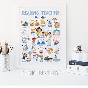 Reading Teacher Gift, Elementary Classroom Decor, Gift for School Teacher End of Year Gift for Staff Appreciation Teacher Alphabet Print