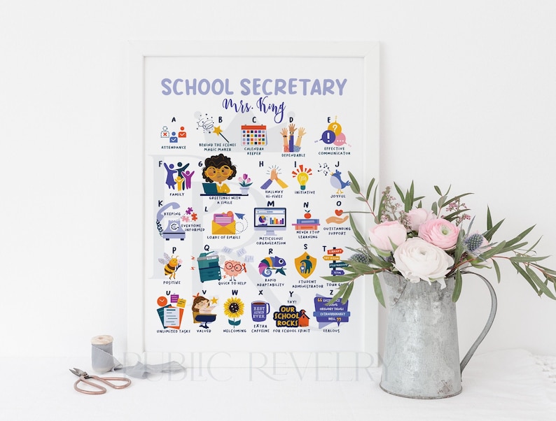 School Secretary Gift for Elementary Secretary Back to School Christmas Gift Front Office Staff End of Year  Administrative Assistant Print