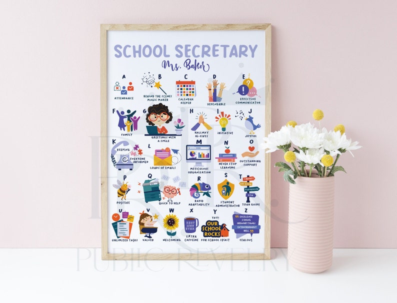 School Secretary Gift for Elementary Secretary Back to School Christmas Gift Front Office Staff End of Year  Administrative Assistant Print