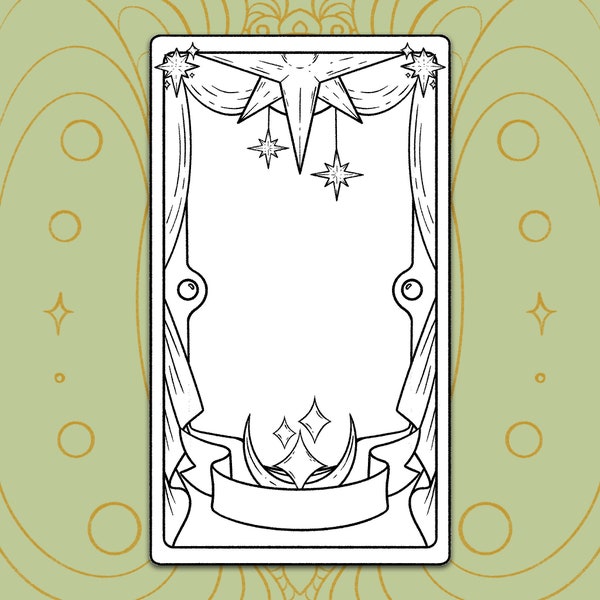 Stars Design | Printable Tarot Card Template | Blank Tarot Card Template | Clow Card Inspired Template - Digital Download