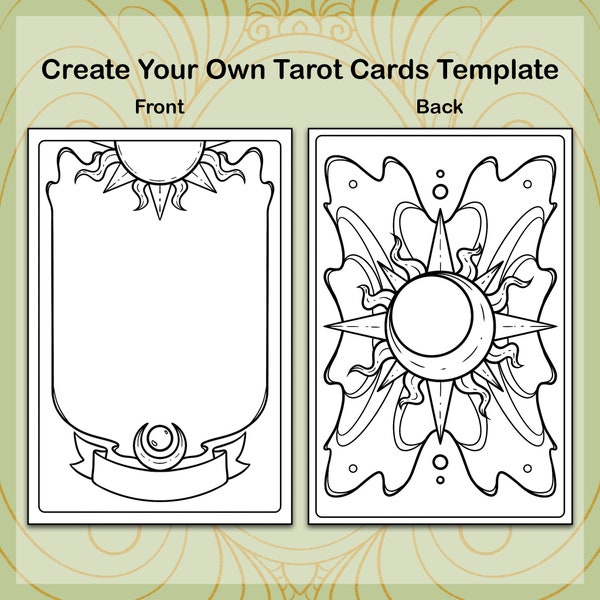 Make Your Own Tarot Cards | Printable Tarot Card Template | Mini Blank Tarot Card Template | Clow Card Inspired Template - Digital Download