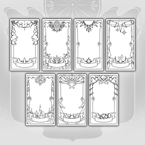 7 Design Collection | | Printable Tarot Card Template | Blank Tarot Card Template | Clow Card Inspired Template - Digital Download