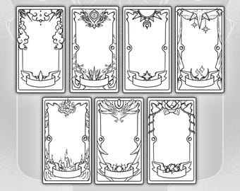 7 Design Collection | | Printable Tarot Card Template | Blank Tarot Card Template | Clow Card Inspired Template - Digital Download