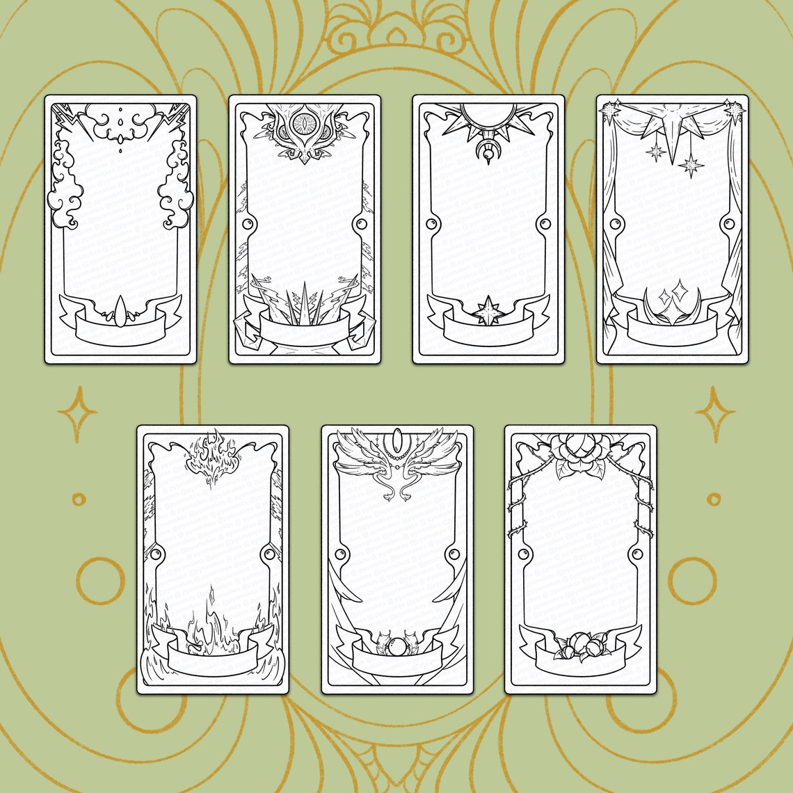 7 Design Collection Printable Tarot Card Template Blank Tarot Card 7 Design Collection Printable Tarot Card Template Blank Tarot Card
