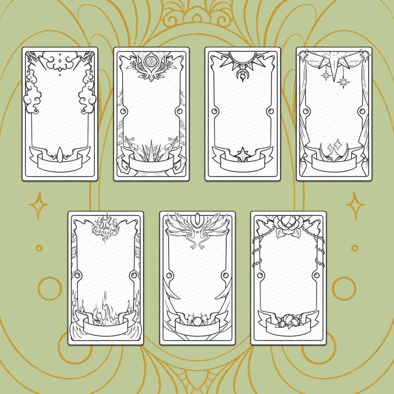 7 Design Collection Printable Tarot Card Template Blank Tarot Card 7 Design Collection Printable Tarot Card Template Blank Tarot Card