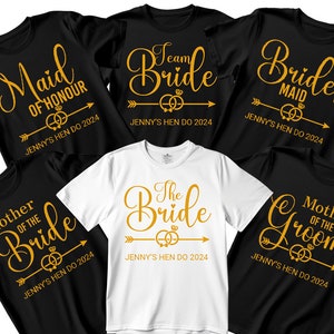 Custom Hen Party Shirts, Personalised Bachelorette Party T Shirts, Team Bride Tees, Bride Hen Party Group Tshirts, Bride Gift Shirts,