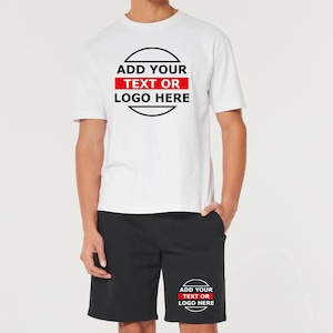 Custom Matching Fleece Shorts and T-shirt Set, Adult Summer 2pcs Set, Personalised Shirt and Shorts Combo With Your Brand or Logo Printed