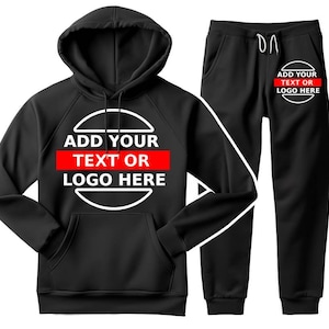 Custom Matching Tracksuit, Your Logo & Photo on a hooded Sweatsuit, Matching Hoodie and Joggers Personlised 2 Piece Hoodie Set, Jogging Suit