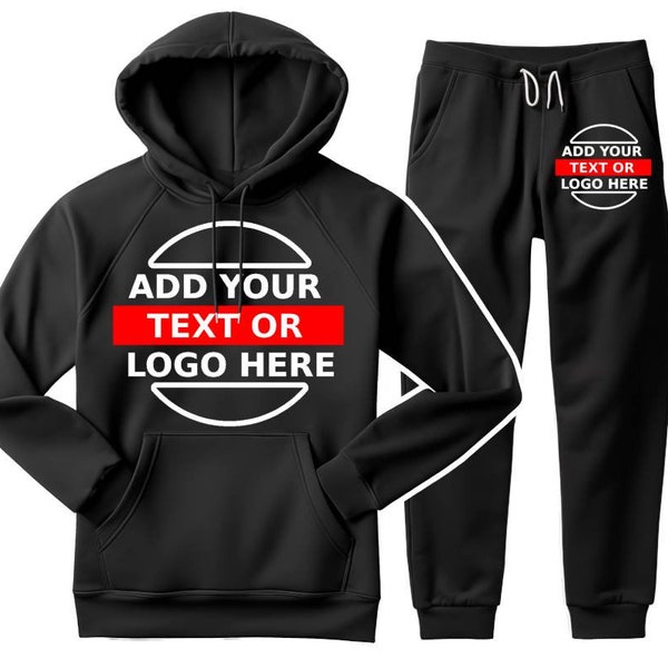 Custom Matching Sweatsuit, Your Logo & Photo on a hooded Tracksuit, Matching Hoodie and Joggers Personlised 2 Piece Hoodie Set, Jogging Suit