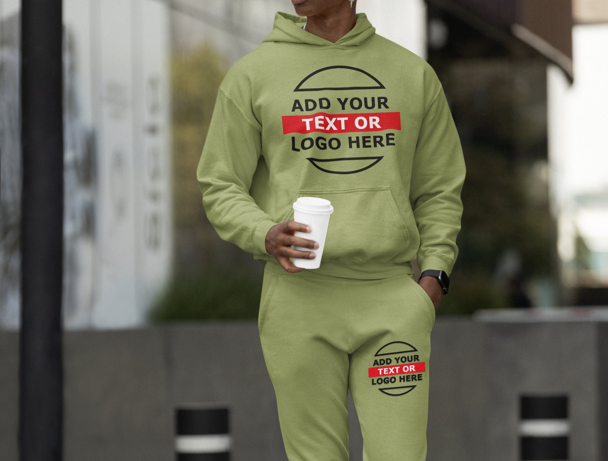 Mens Hoodies Custom Hoodies And Joggers Jogger Set Custom Pink - Main Image