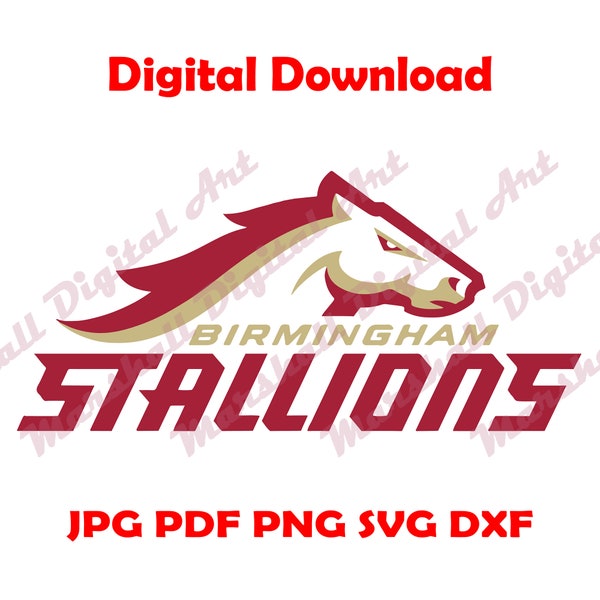 Birmingham Stallions Instant Download svg png 2023 Football Logo Cut File for Cricut, Silhoutte, Screen Printing, T-Shirts, Mugs, Bags