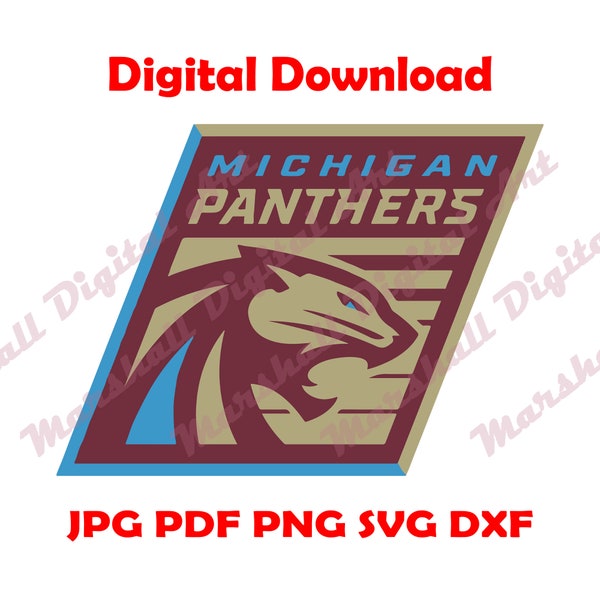 Michigan Panthers Instant Download svg png 2023 Football Logo Cut File for Cricut, Silhoutte, Screen Printing, T-Shirts, Mugs, Bags