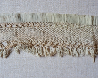 Antique Upholstery Fringe - knotted cotton fringe from quilt