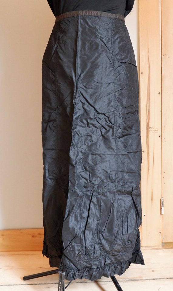 Large Antique Black Silk Petticoat - Victorian Ski