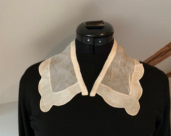 Antique detachable collar sheer cotton polka dots