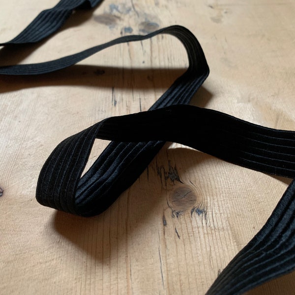 Black Silk Ribbed Ribbon antique winter weight mourning