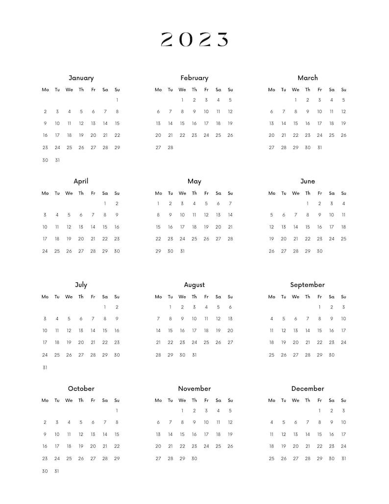 2023 to 2025 Calendar, Printable Planner Inserts, Minimalist Digital ...