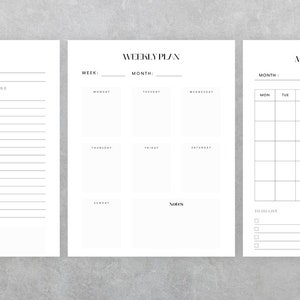 Daily Weekly Monthly Planner, Printable Planner, Bundle of 3, Instant Download, Unlimited Prints, Minimalist Planner, To Do List