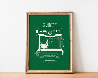 Retro Coffee Art Print / Coffee Before Wine Poster / Kitchen Wall Art / Illustrated Coffee Wall Decor / Trendy Poster