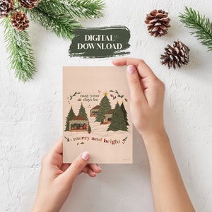 Cartão de Natal ilustrado alegre e brilhante / Cartão de Natal / download digital instantâneo de PDF / Download de PDF / Cartão de Natal para impressão