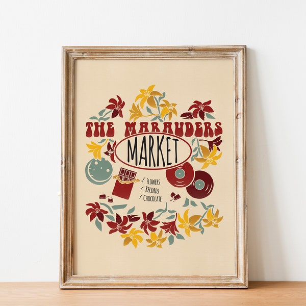 The Marauders Market Poster | All the Young Dudes Inspired Print | Harry Potter Wall Art | ATYD The Marauders Era Wall Decor