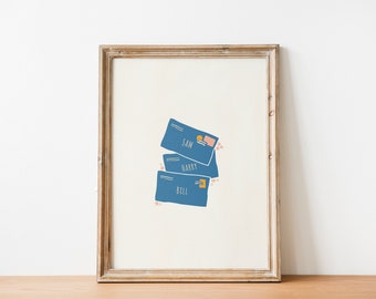 Sophie's Letters Poster | Greece Inspired Print | Greece Wall Art | European Summer Aesthetic Wall Decor