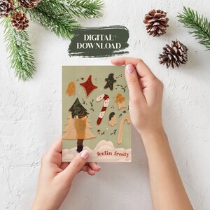 Feelin Frosty Illustrated Christmas Card / Holiday Card / instant digital download PDF / PDF Download / Printable Christmas Card