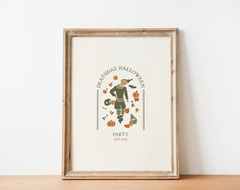 Deathday Halloween Party Poster | Wizard Halloween Inspired Print | Halloween Aesthetic Wall Decor