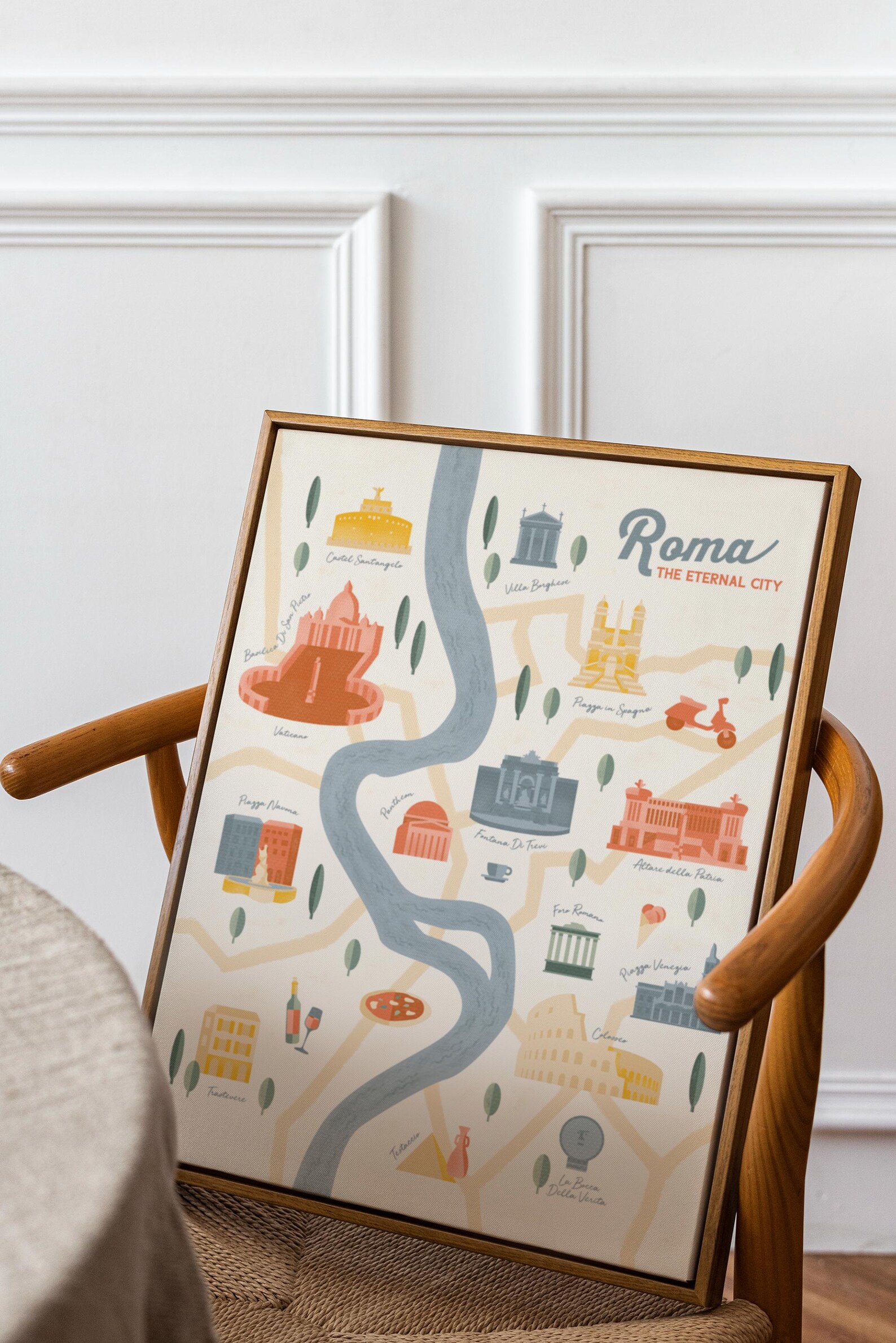 Rome Map Art Print / European Print / Rome Italy Travel Poster Design ...