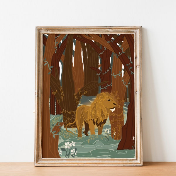 King Aslan Poster | The Chronicles of Narnia Inspired Print | C.S. Lewis Books | Narnia Wall Art | Narnia Aesthetic Wall Decor