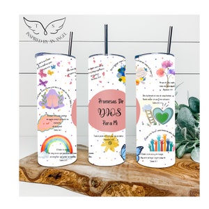 Promesas De Dios 20oz Tumbler Wrap Digital File sublimation biblia afirmaciones español image 1