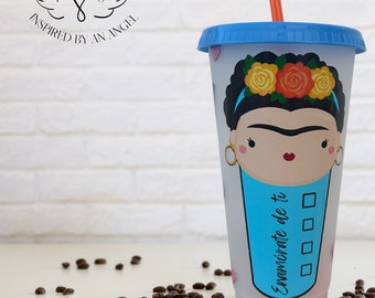 24oz Cold Cup Frida Kahlo Digital Cut image Sublimation Starbucks printable vinyl sticker