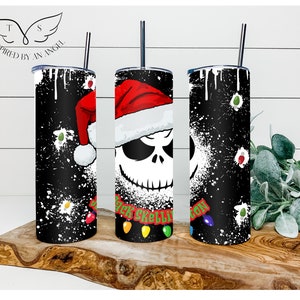 Jack Nightmare Sally Christmas Lights Tumbler Wrap