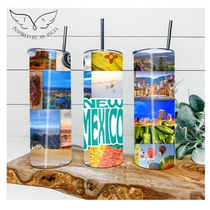 New Mexico Life 20oz & 30oz Tumbler Wrap Numérique Albuquerque Landmark Roadrunner Balloon Fiesta Nouveau-Mexique Sublimation rouge Chili vert Chili