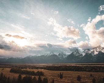 Canvas- Stormy Sunset, Grand Teton National Park, Wyoming, Mountains, Home Decor, Office Decor, Fine Art Landscape Photography, and Wall Art