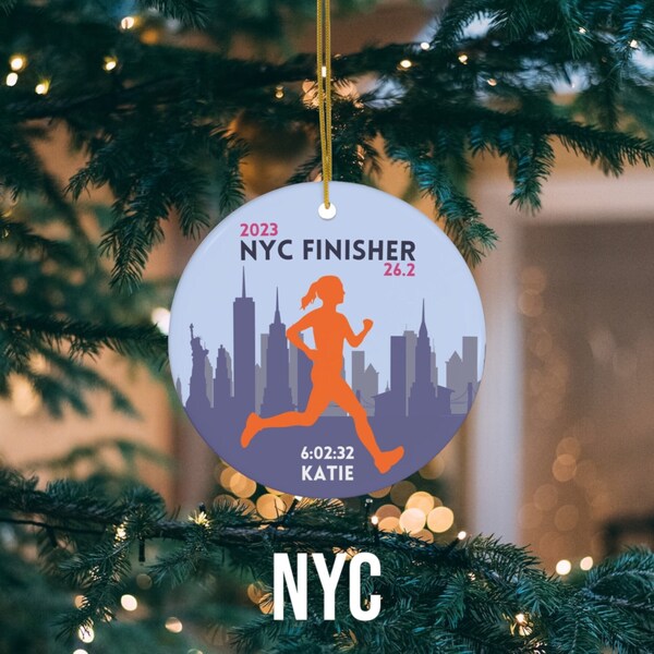 NYC Finisher 26.2 Marathon 2023  Personalized Ceramic Running Ornament, Gift for Runners, Marathon Ornament, New York City