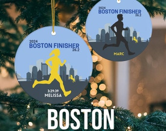 Boston Finisher 26.2 2024 Personalized Ceramic Marathon Running Ornament, Gift for Runners, Marathon Ornament, Boston Massachusetts