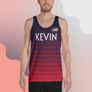USA Custom Name Herren Lauf-Tanktop für Marathons, Rennen, World Majors, personalisiert - Loose Fit