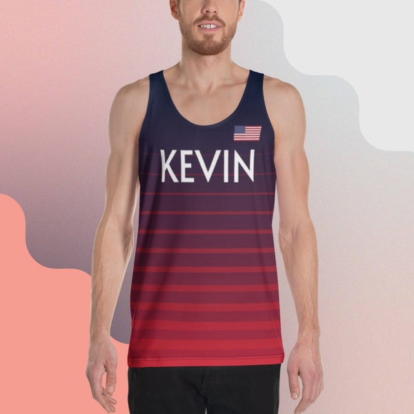 USA Custom Name Men's Running Tank Top for Marathons, Races, World Majors, Personalized - Loose Fit