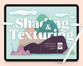 Pędzle Procreate Natural Texture | 30 pędzli do drewna, tkanin, płynów i kamienia | Zestaw stempli teksturowych do ilustracji na iPada