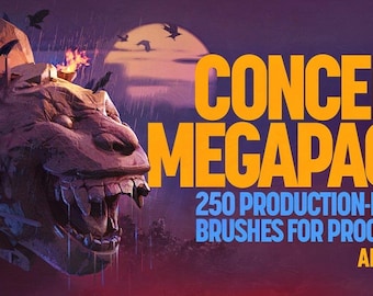 Concept Megapack for Procreate - 200+ Brushes for Textures, Foliage & Landscapes