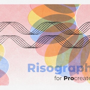 Pincéis Procreate Risograph - 26 pincéis sensíveis à pressão para textura de papel e meio-tom | Efeito de serigrafia