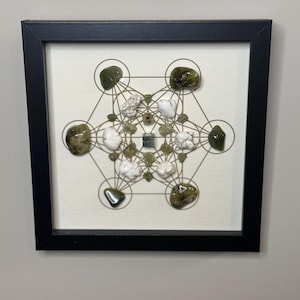 Good Fortune | Crystal Grid | Sacred Geometry | Framed Crystal Art | Crystal Grid | Mandala Art | Gifts for Her