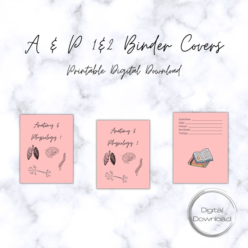 Anatomy & Physiology 1 and 2 Printable Binder Cover. Printable Digital ...