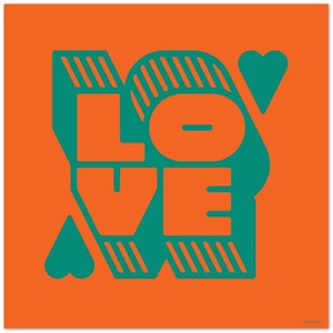 Love - Teal on Orange