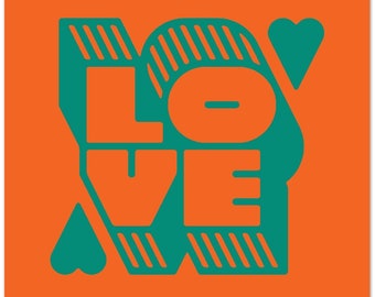 Love - Teal on Orange