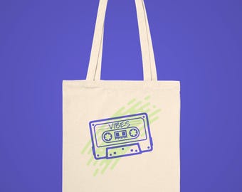 Vibes Cassette Tape 80s Style Canvas Bag